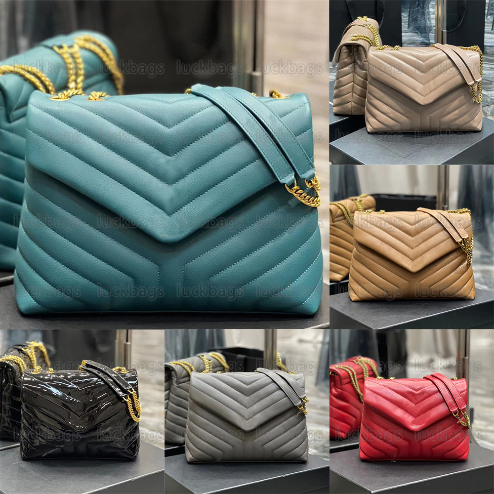 

LouLou Medium Chain Bag y-quilted Leather Toy Strap Small Bags Interlaced Metal Logo Designer Women Large Crossbody Purse, 21/20cm