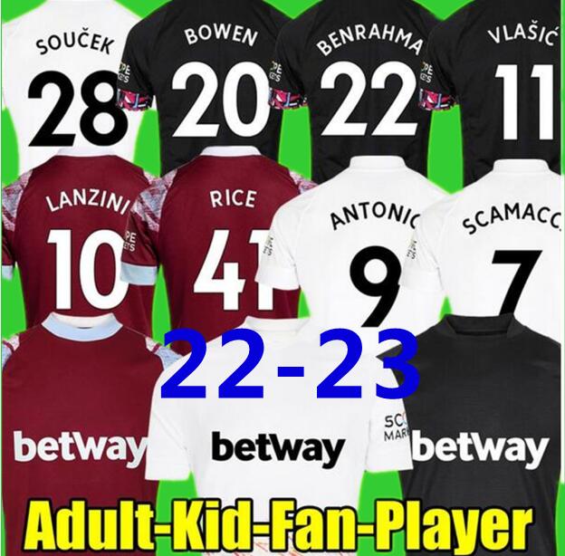 

soccer jersey 22 23 home NOBLE west HAMs third away PaquetA UNITED RICE BOWEN ANTONIO BENRAHMA 2022 2023 football shirt men kids kit SCAMACCA 7 EMERSON L.PaquetA red