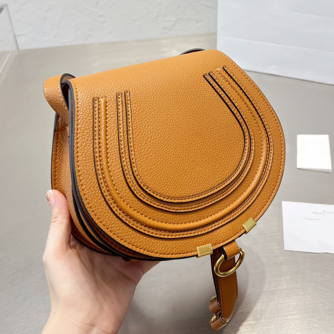 

Women Crossbody Bags Shoulder Bag Handbags Horseshoe Genuine leather Handbag purse Flip Medium size fashion bags High quality Removable strap, Box