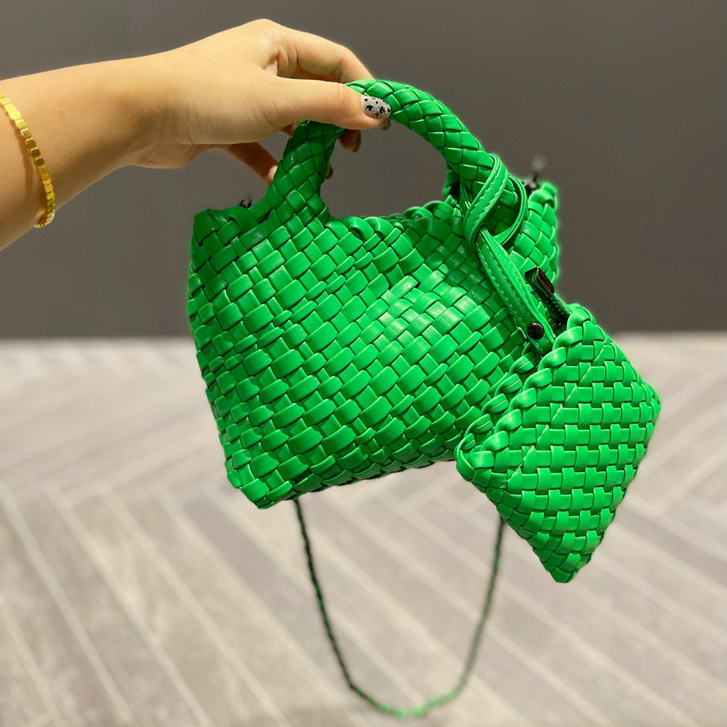 

Luxury Bag Knitting Hobos Women's Bag Handmade Woven Knot Brand Ladies Handbag Genuine leather black green small purse