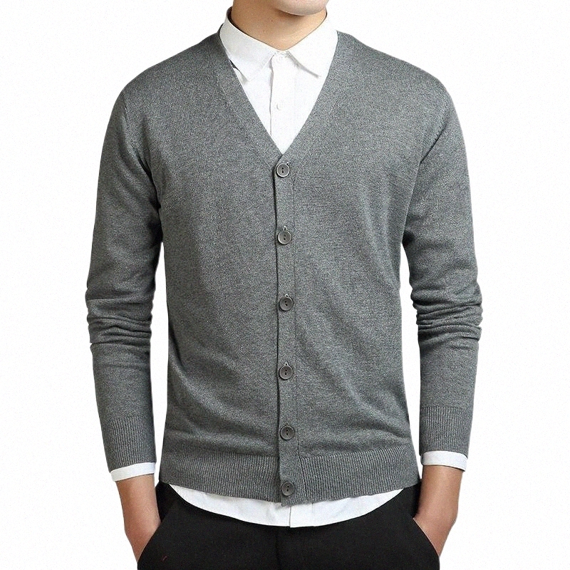 Men's Sweaters men's Sweaters Grey Cardigans Men Cotton Sweater Long Sleeve Mens V-Neck Loose Solid Button Tops Fit Knitting Casual Sty-image-797901388