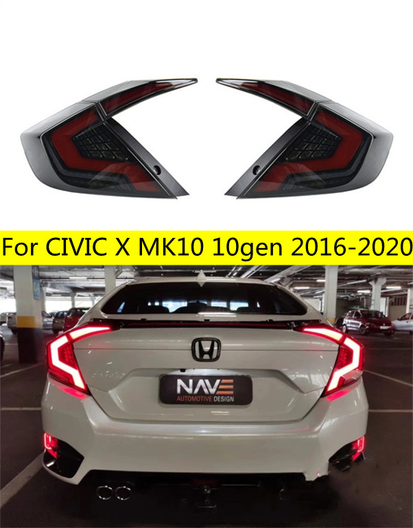 Cartes de voiture Feu arrière pour Honda Civic X MK10 10GEN 20 16-20 20 Feux arrière de lampe arrière Signal de lampe arrière inverse des feux de
