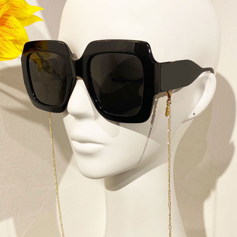 

Fashion designer sunglasses 1022 vintage square shape gold chain strap glasses oversized top quality Avant-garde unique style Anti-Ultraviolet come with box