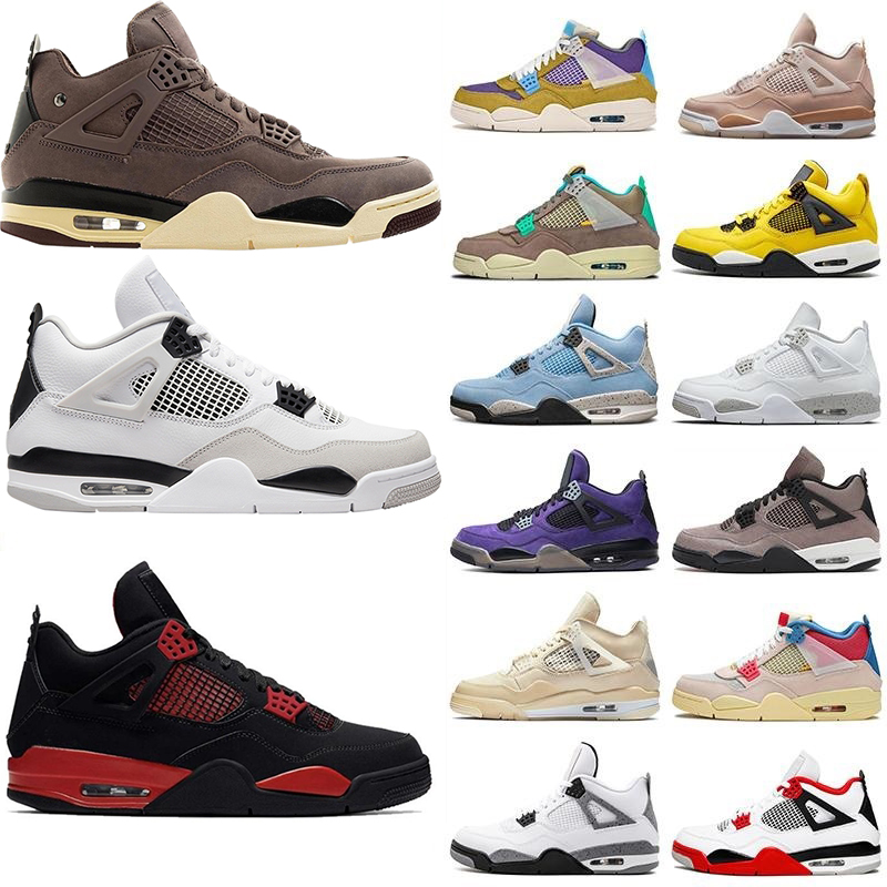 

WITH BOX designer NEWNEW Running Shoes Military Black Cat Shoes Jumpman 4 4s Violet Ore Canyon Purple Retroe Midnight Navy Fire Red Thunder Mens Womens Basket