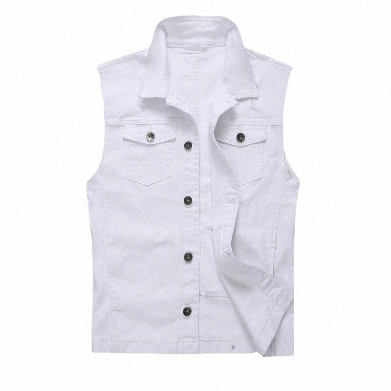 

Men's Vests men's Vests Brand Men Clothing Denim Vest Coat White Vintage Sleeveless Washed Frayed Waistcoat Male Casual Cowboy Jacket c325#