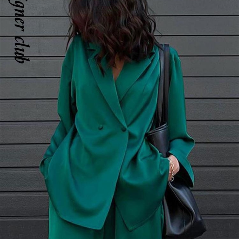 

Women' Two Piece Pants Fashion Satin Long Sleeve Blazer Suits Women Elegant Turn Down Collar Sets Office Ladies Green Outfits Autumn 220901, Black