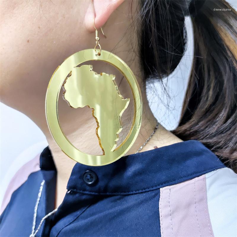 

Dangle Earrings KUGUYS Acrylic Map Africa Big Drop For Women Mirror Gold Color Large Fashion Jewelry Triangle Round Accessories