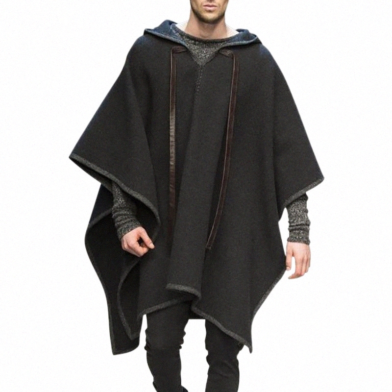 

Men's Wool & Blends men's Wool & Blends Winter Black Jacket Long Coat Mens Cloak Batwing Sleeve Oversized Hooded Cape Poncho Male Outerwear Irregular Overcoat 3 H6kX#, M0012