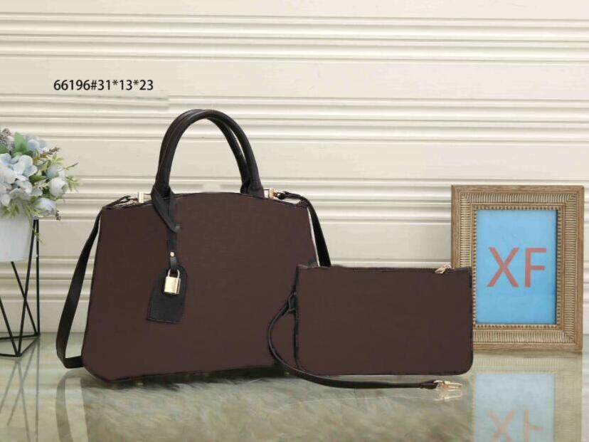 

Designer 2pcs/set Bags MONTAIGNES Women tote Handbags Luxurys Shopping bag classic brand leather large capacity Shoulder handbag, Black embossed