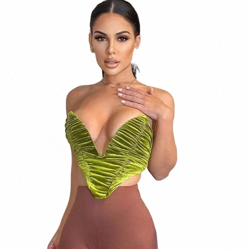 

Women' Tanks & Camis women' Tanks & Camis Sexy Off Shoulder Strapless Backless Velvet Corset Crop Tops Women 2022 Summer Elegant Club Party Ruched Cropped Busti 19Bf#