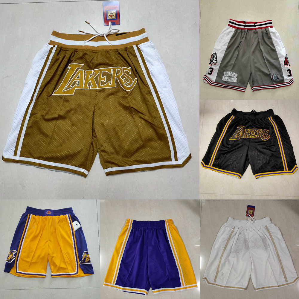 

Los Angeles''Lakers''men Throwback Basketball Shorts pocket red black, Color