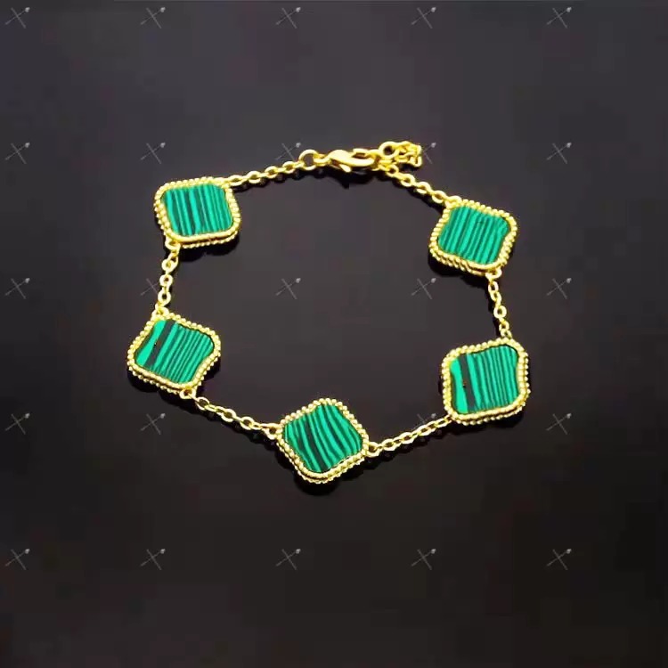 

Classic Charm Bracelets 4 Clover Designer Jewelry 18K gold plated Natural gemstone shell for Women Wedding jewelry love Bracelet gifts Wholesale cleefs with box