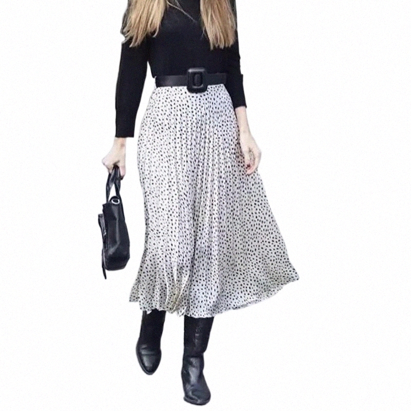 Skirts skirts Leopard Women Elegant Satin 2021 Summer Fashion Ladies Pleated Midi Skirt With Belt Female Vintage Silver Girl Chic 55mR#-image-797906101