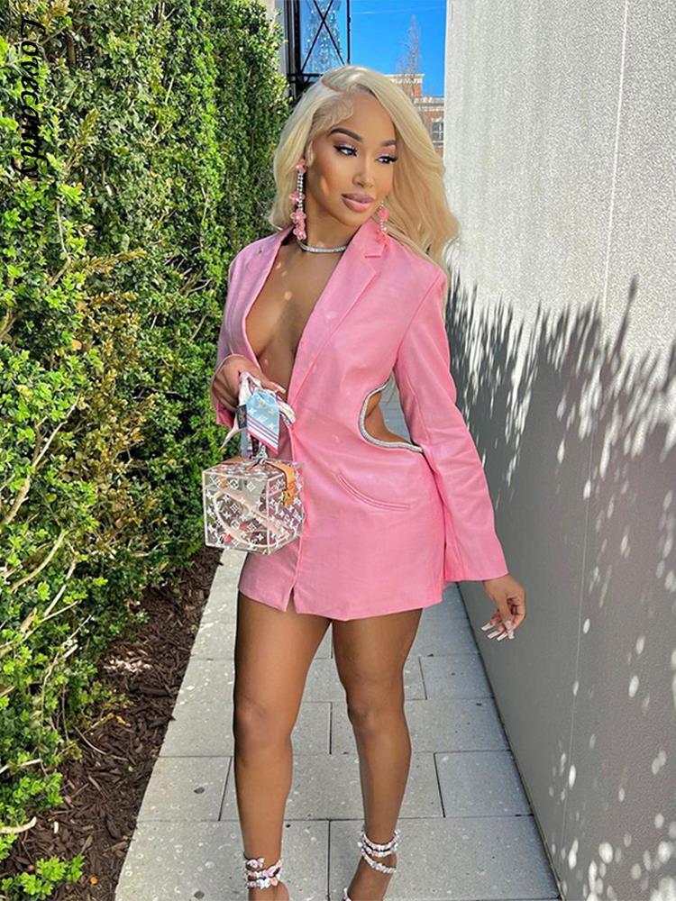 

Women' Suits Lady Pink Backless Big V Neck Sexy Coat Blazer Woman Casual Fashion Daily Suit Female Autumn Button Up Jackets Outwear, Light green