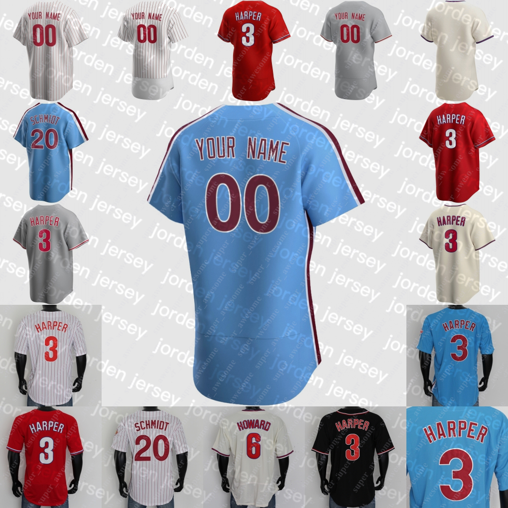 

NEW College Baseball Wears Rhys Hoskins Jersey Bryce 3 Harper Bryson Stott Aaron Nola Didi Gregorius J. T. Realmuto Alec Bohm Kyle Schwarber, White flex base