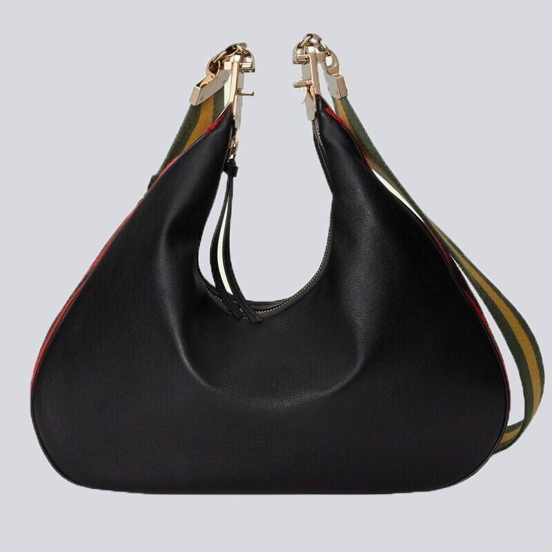 

Attache large shoulder bag Beige blue canvas crescent moon G shaped hook closure ebony Blue red Web trim additional leather strap Designer, Customize