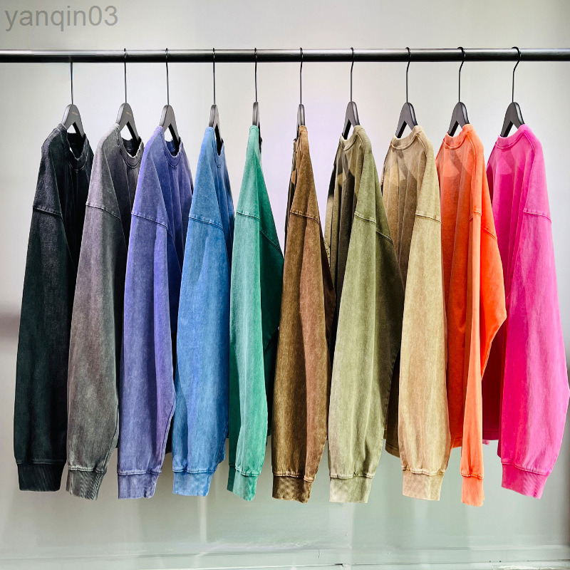 Men's Hoodies Sweatshirts Batik 250G Men Long Sleeve T-shirt 10 Colors New Autumn Winter Tij Brand Solid Color Sweaters Blank Ribbed L220901