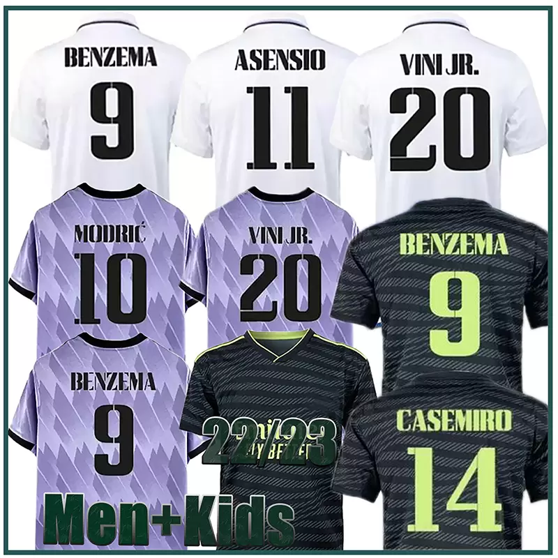 

2023 BENZEMA Finals soccer jersey 22 23 football shirt CAMAVINGA ALABA MODRIC VALVERDE Fourth camiseta men kids 2022 uniforms VINI JR TCHOUAMENI, 22/23 home kit+ socks