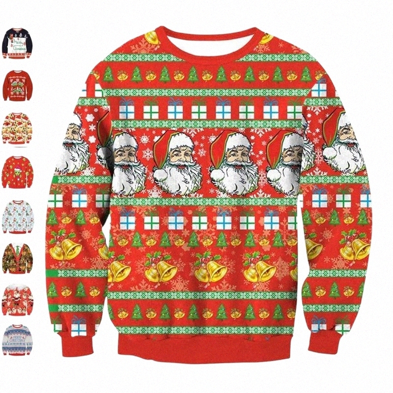 

Men's Sweaters men's Sweaters Men Women Ugly Christmas Sweater 3D Bell Tree Gifts Snowflake Santa Print Holiday Sweatshirt Funny Xmas Jumpers Tops a0f4#, Swys048