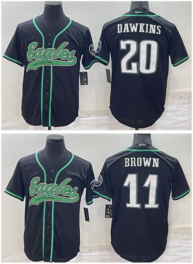

Stitched Football jersey Philadelphia''Eagles''Men women youth 20 Brian Dawkins 11 AJ Brown black baseball Untouchable jerseys, With logo