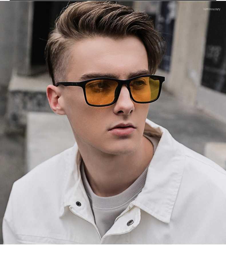 

Sunglasses Vintage Square Polarized Men UV400 High Quality Night Driving Anti-glare Sun Glasses For Man Yellow Black Eyewear