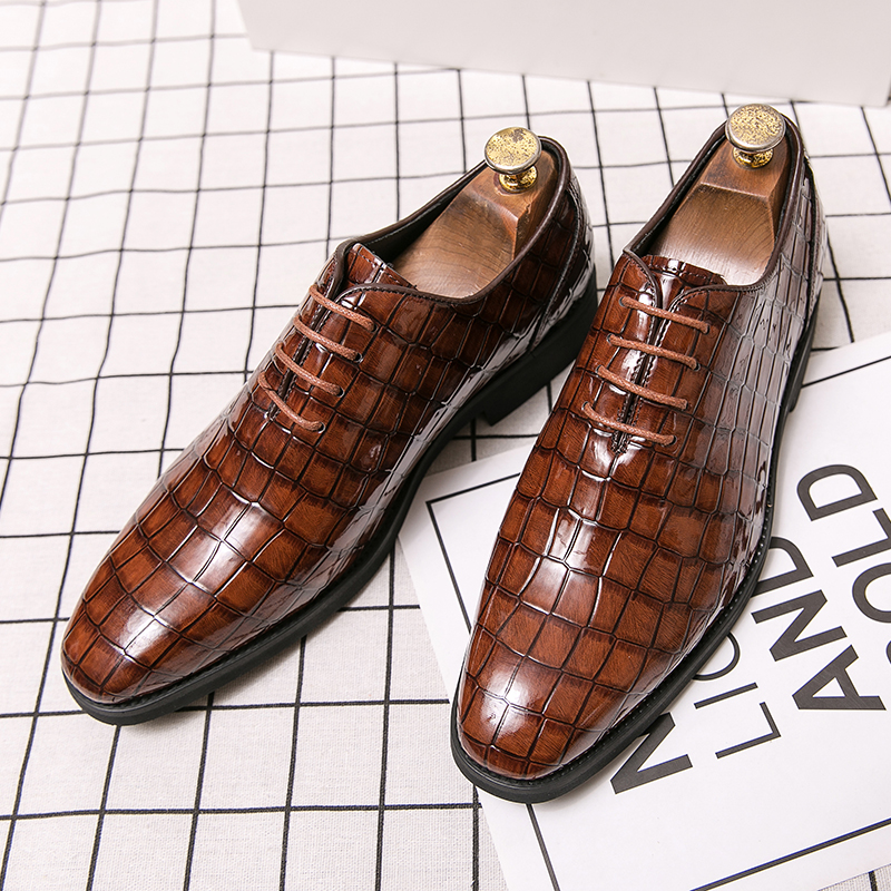 Oxford Shoes Men Shoes Classic Solid Color Stone Pattern PU Simple Lace-up Fashion Business Casual Shoes Party Daily AD077