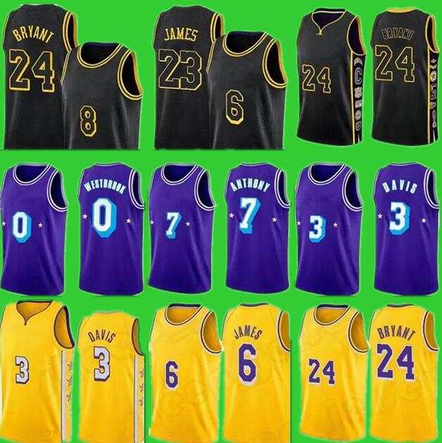 

Anthony 3 Davis Jerseys 6 LeBron 23 James Carmelo 7 Anthony Russell 0 Westbrook Black Mamba Mens Basketball Jersey, Men jersey