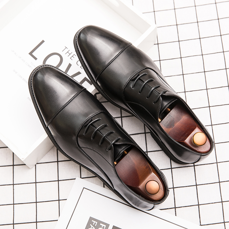 Oxford Shoes Men Shoes Classic Solid Color PU Three-section Lace Fashion Business Casual Shoes Party Daily AD075