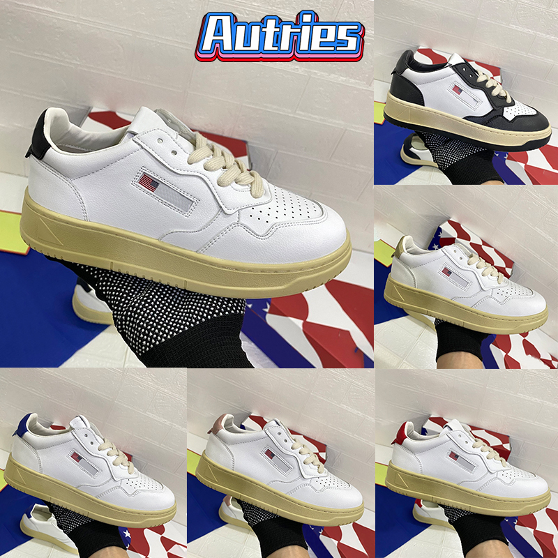 

2022 Fashion Autries casual shoes Medalist Low Leather Sneaker USA White Black gold red pink Azure Blue top quality women designer sneakers low trainers EUR 35-40, 09 shoe box