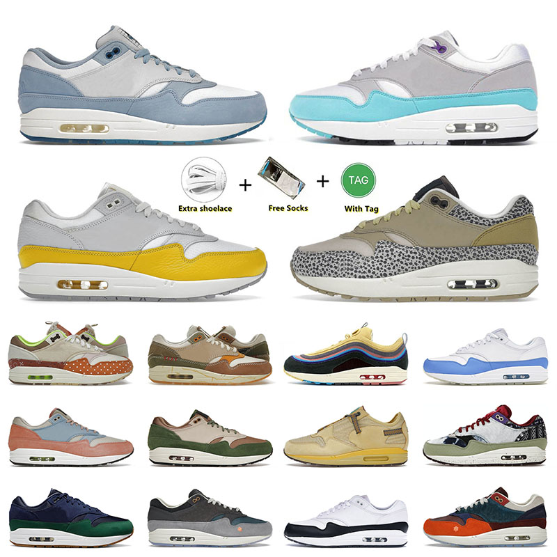

Top Quality Sports Running Shoes for Men Women Size 13 Air Airmaxs Max 1 87 London Cactus Jack Wabi-Sabi University Blue Athletic Sneakers Trainers, D53 black white 40-45
