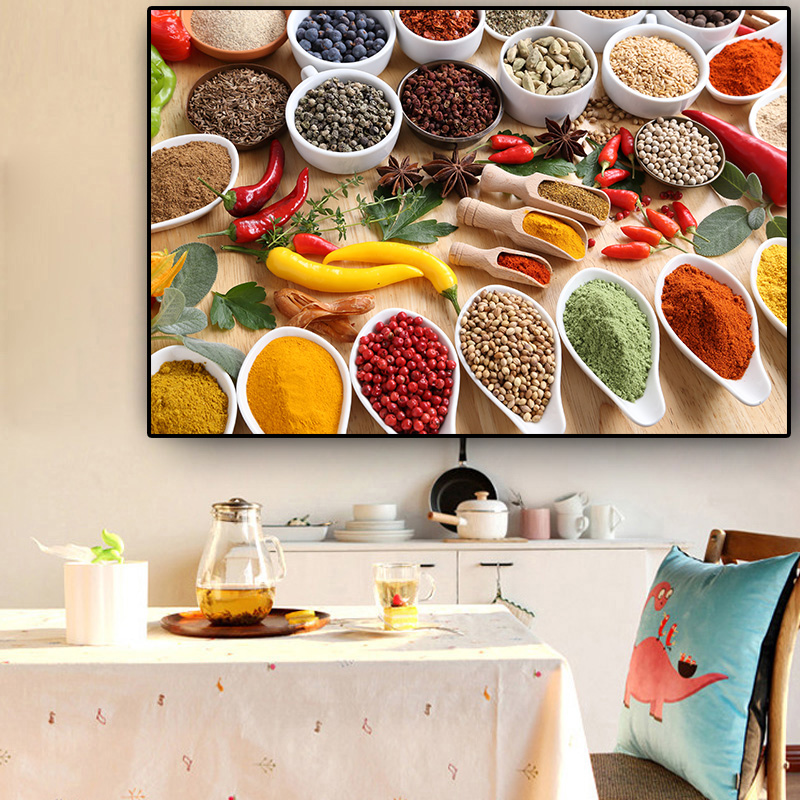

Grains Spices Spoon Peppers Kitchen Canvas Painting Cuadros Posters and Prints Restaurant Wall Art Food Pictures Living Room