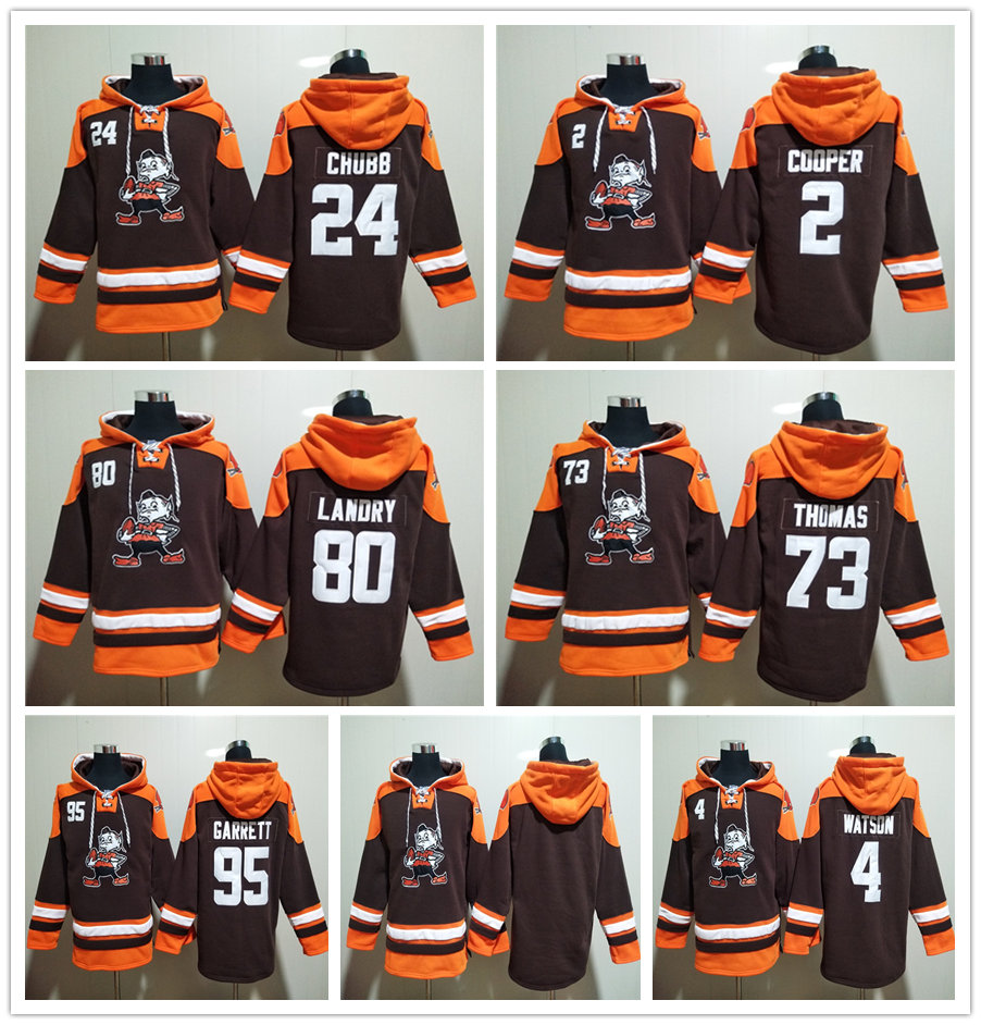 

Hoodie Cleveland''Browns''Men Amari Cooper Deshaun Watson Myles Garrett Denzel Ward Nick Chubb Lace-Up Pullover