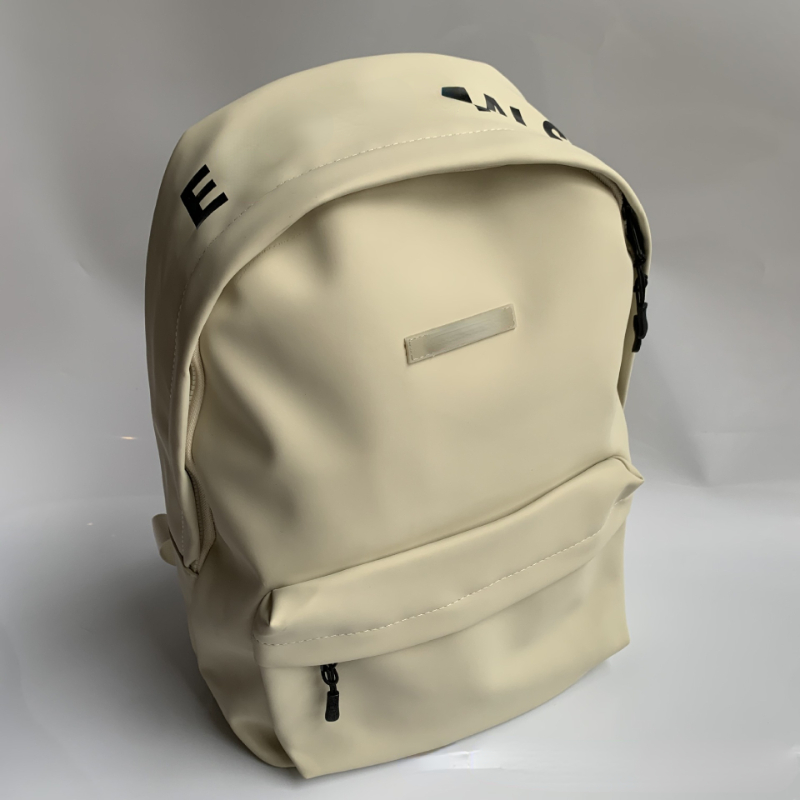Pu Leather Men's School Bags Letter Print Designer Backpacks Black Beige