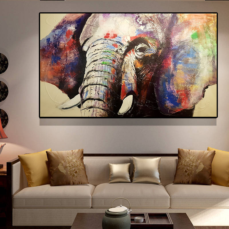 

Abstract Wall Art Animal Oil Painting Watercolor Africa Elephant on Canvas Scandinavian Nordic Wall Art Picture for Living Room