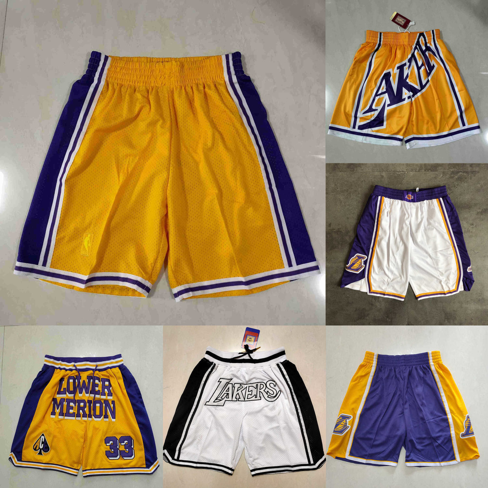 

Basketball Shorts Los Angeles''Lakers''men Throwback pocket purple yellow, Color