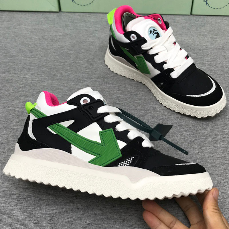 

Mid-Top OUT OF OFFICE casual shoes Green Arrows on Both Sides Rubber Sole White Lace-Up Strap Designer Mens Women Sneakers Fashion Trend high quality with original box