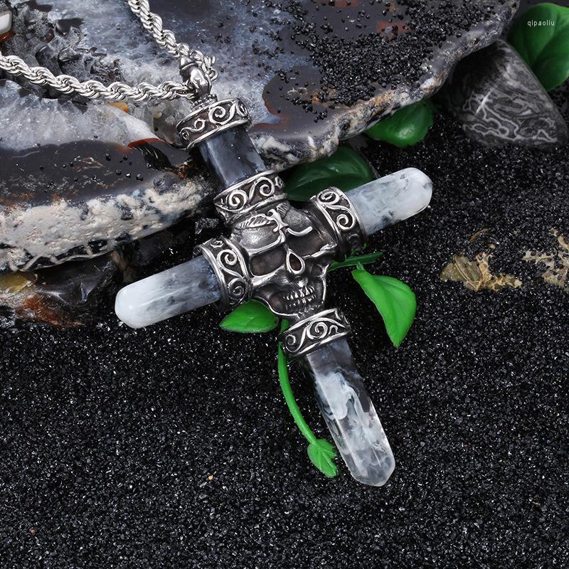 

Pendant Necklaces Vintage Punk Gothic Style Skull Cross Necklace For Men Domineering Rock Street Party Dance Jewelry