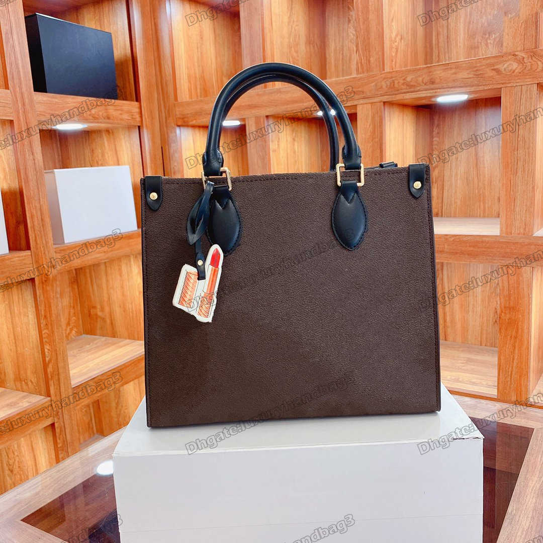 

Designer Bags UF ON THE GO MM GM Tote M45039 Lipstick Heart Shoulder Bag Silk-screened Double Top High Quality Fashion Designer Bags love women, Color 2#