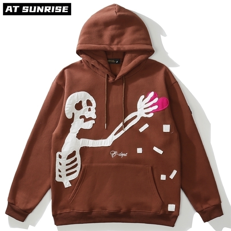 

Womens Hoodies Sweatshirts Men Women Hip Hop Streetwear Cartoons Skeleton Graphic Pullover Harajuku Cotton Hooded 220901, Chocolate