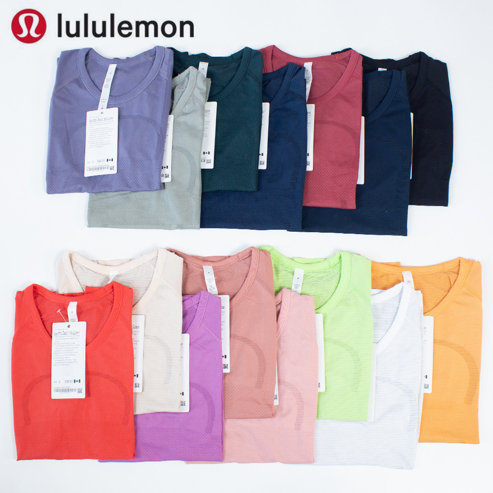 Lululemon 2.0 t shirts newest yoga womens Fashion t-shirts wear ladies sports short-sleeved T-shirt moisture wicking knit high elastic fitness-image-797785654
