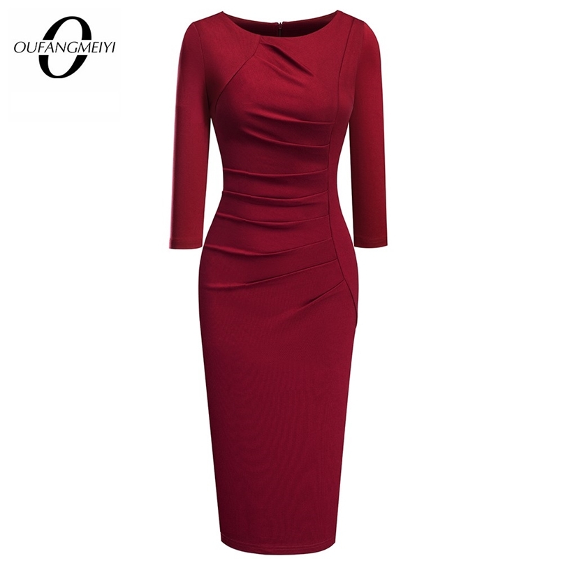 

Work Dresses Women Elegant Fashion Solid Color Wear to Business Office Vinatge Bodycon Formal Dress EB600 220901, Black