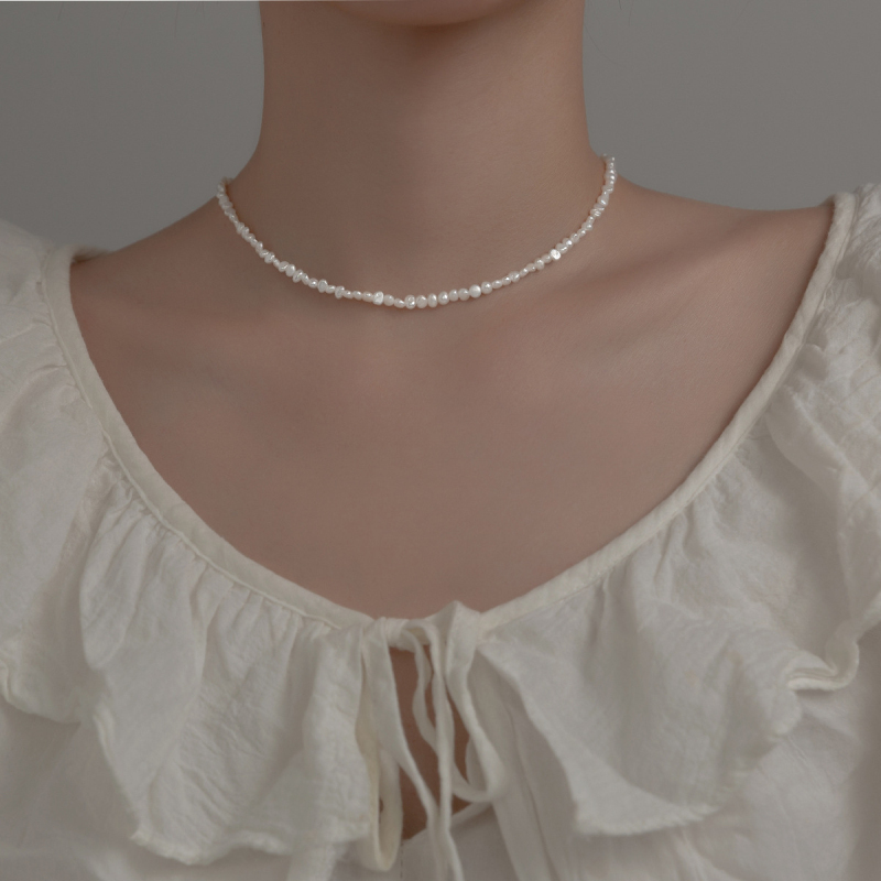 Luxury Sterling Silver Baroque Pearl Beads Necklace for Women Gift-image-797736748