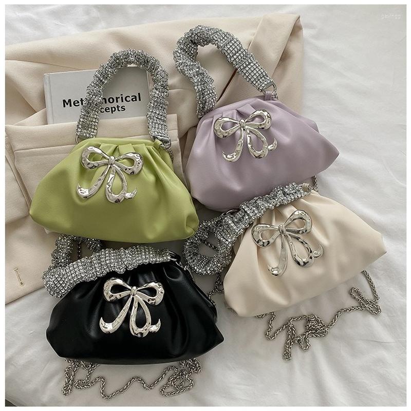 

Shoulder Bags Mobile Phone Bag Fashion Messenger Chain Portable Cloud Rhinestone Bow Lipstick Banquet, 6689 white