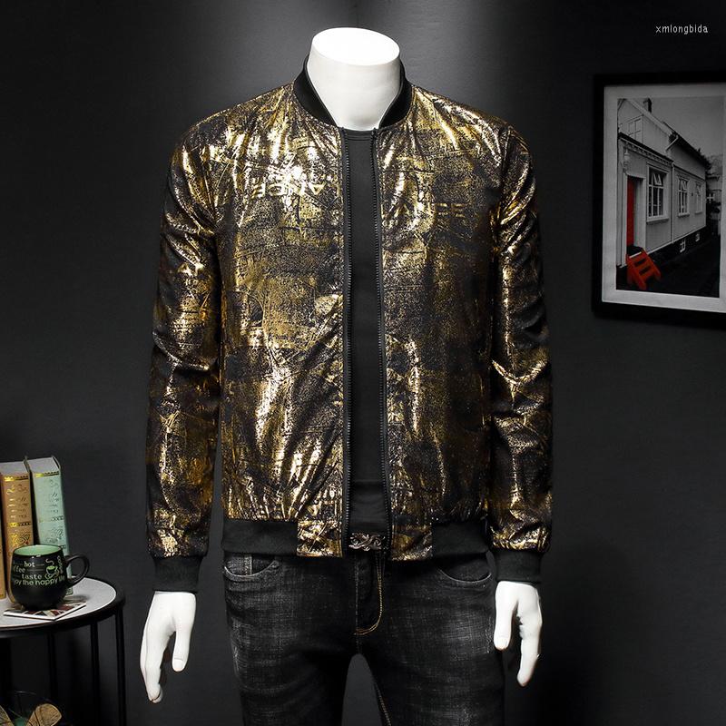 

Men's Jackets Luxury Black Gold Print Party Jacket Outfit Club Bar Coat Men Spring Jacquard Bomber Clothes, 2026 picture color