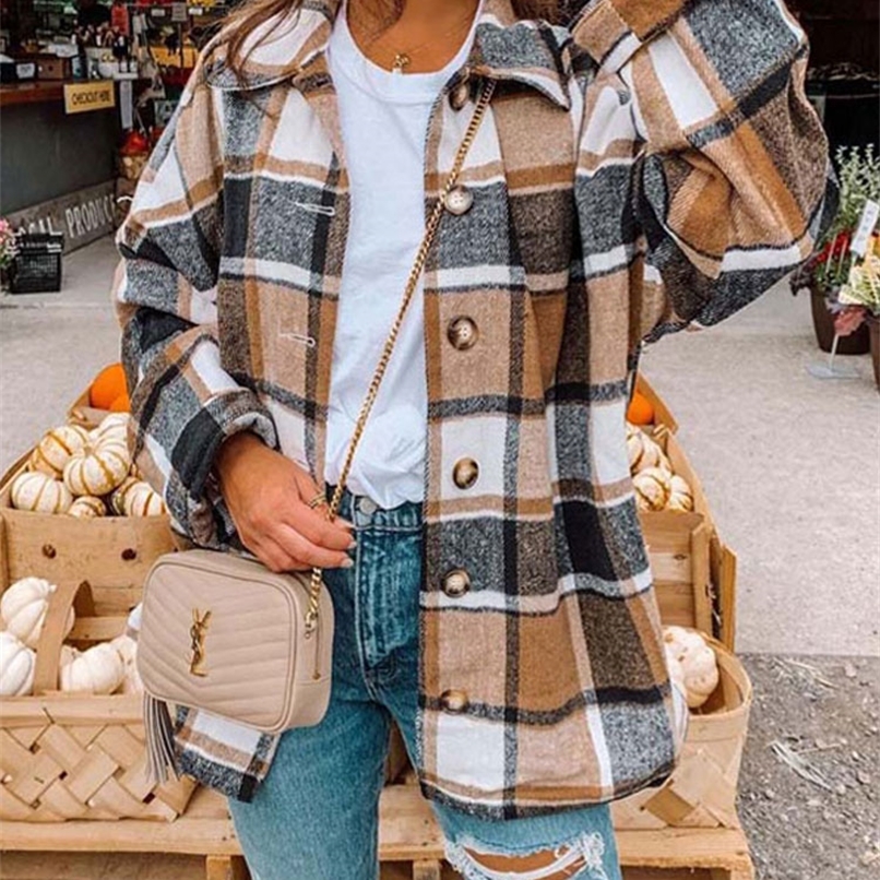 

Women' Jackets Autumn Plaid Jacket Women Overshirt Long Checkered Jacket Woman Female Long Sleeve Winter Shirt Jackets Coats For Women 220901, Rose red