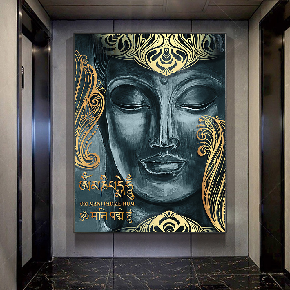 

Abstract Blue Grey Buddha Canvas Painting Nordic Modern Posters And Prints Wall Art Pictures For Living Room Home Decoration