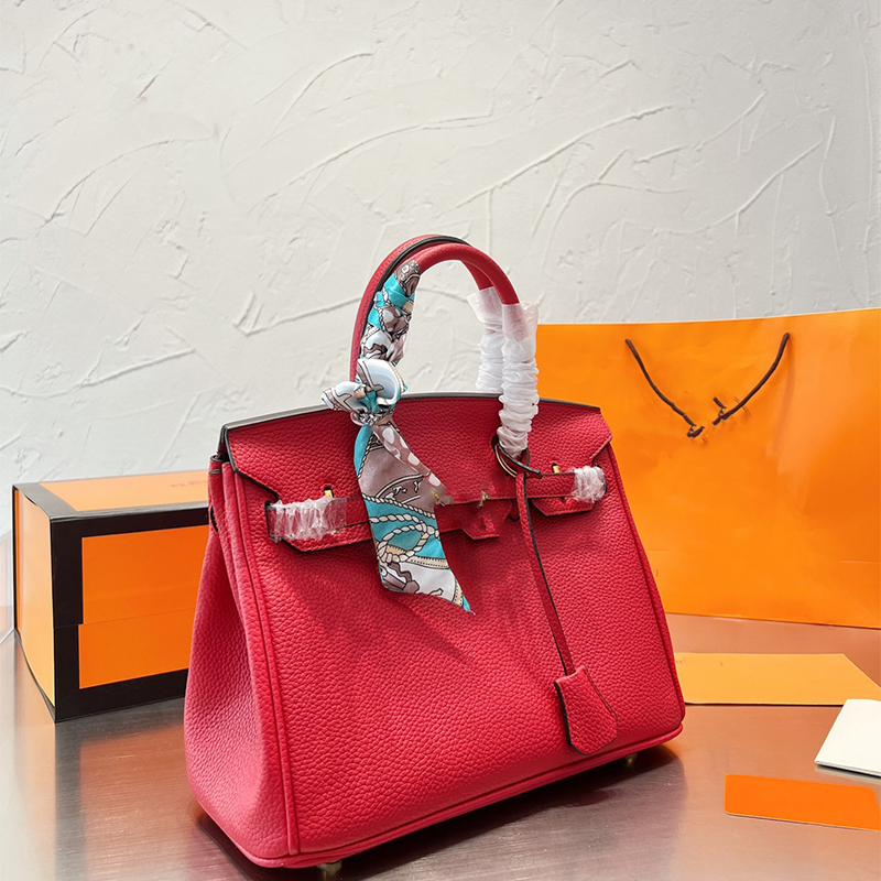 

top fashion woman designer bags lady shoulder bag genuine leather Birkin bag 7a crossbody handbag the tote luxury messenger portable dinner -, Red