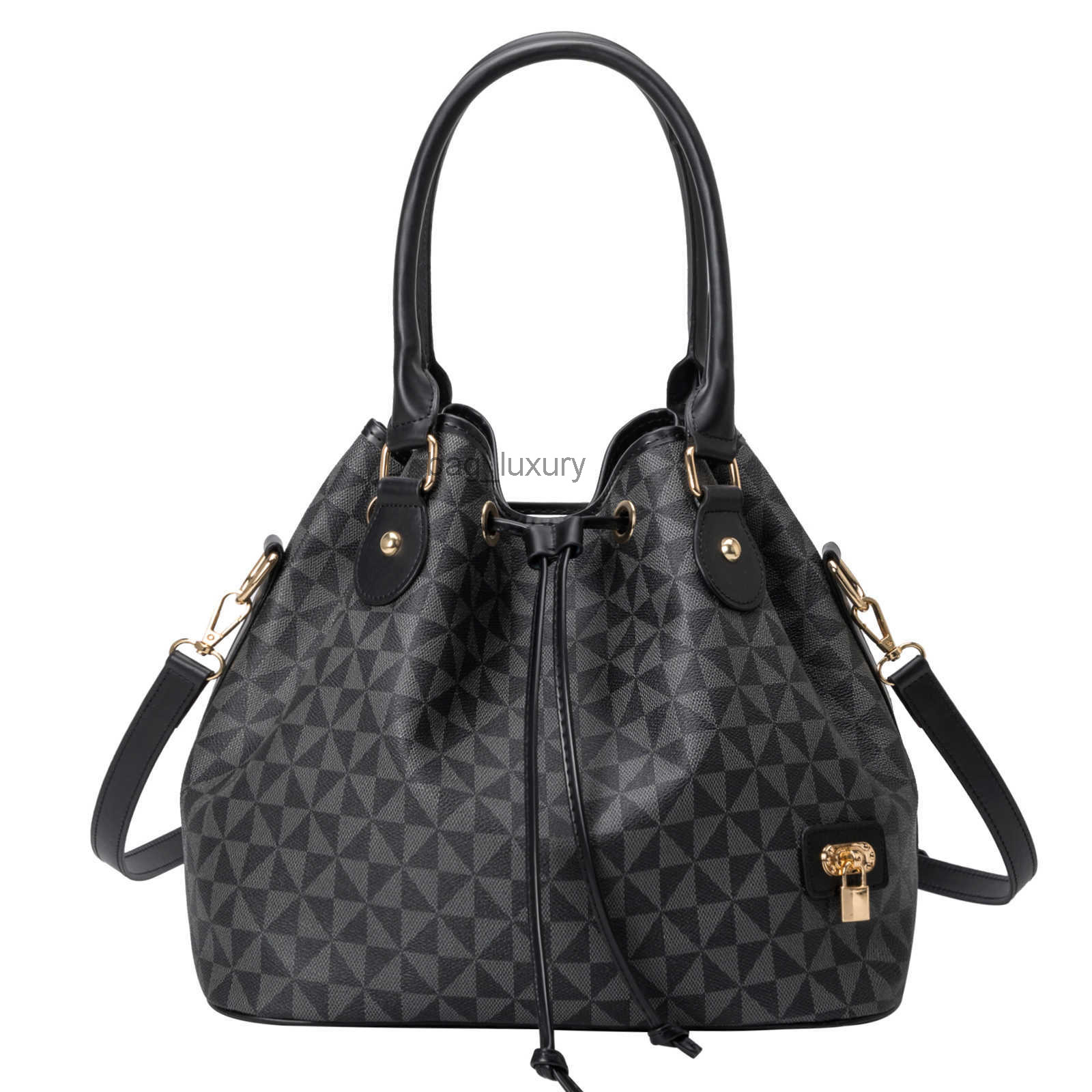 

Shoulder Bags Bags Shoulder Large New Geometric Print Bucket Bag Women's Fashion Handbag One Shoulder Messenger Bag top quality, Black