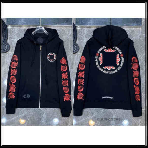 

Classic Fashion Highs Quality Hoodie Autumn Winter Sweatshirts Designer Mens Luxury Zipper Sweater Horseshoe Phantom Cross Print Hooded Woman New Sweaters