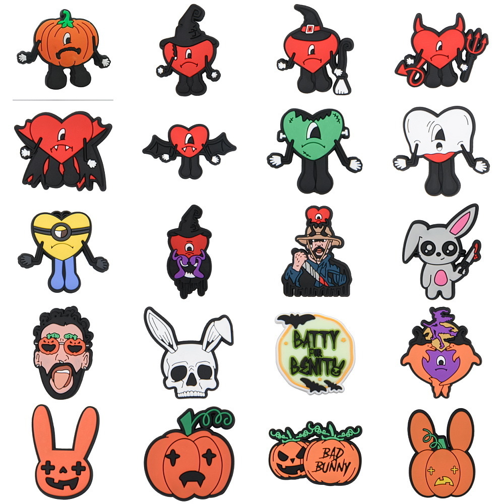 

New Designer Bad Bunny Halloween Pvc Croc Shoe Charms For Decoration All In Stock